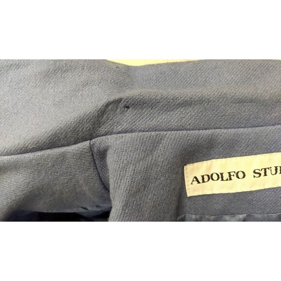 ADOLFO STUDIO - WOMEN'S BLUE ONE-BUTTON 100% WOOL BLAZER JACKET - SIZE 14P - Picture 14 of 15